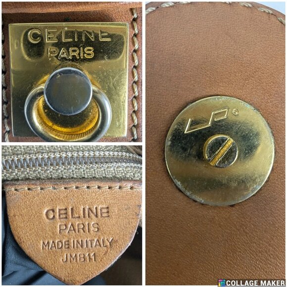 CELINE Paris Dream Logo Pochette Macadam Leather Brown Small Shoulder Bag - Picture 8 of 16